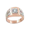 Artikelbild 1 des Artikels “Herrenring „Strahlenscheibe mit Solitär“ aus 585 Bicolor-Gold mit Zirkonia “