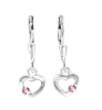 Product image 1 of the product “Children's Drop Earrings “Open Heart with Pink Stone” in 925 Sterling Silver with Cubic Zirconia ”