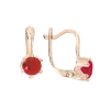 Product image 1 of the product “Children's Drop Earrings “Red Stone” in 585 Rose Gold with Cubic Zirconia ”