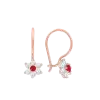 Product image 1 of the product “Children's Earrings “Flower with Red Stone” in 585 Rose Gold with Cubic Zirconia ”