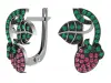 Product image 1 of the product “Children's Earrings “Strawberry with Leaves” in 925 Sterling Silver with Cubic Zirconia ”
