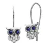 Product image 1 of the product “Children's Earrings “Owl with Blue Eyes” in 925 Sterling Silver with Cubic Zirconia ”