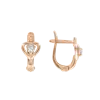 Product image 1 of the product “Children's Earrings “Heart with Stone” in 585 Rose Gold with Cubic Zirconia, Height 10 mm ”