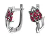 Product image 1 of the product “Children's Earrings “Tulip with Red Stones” in 925 Sterling Silver with Cubic Zirconia ”