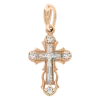 Artikelbild 1 des Artikels “Kreuz-Anhänger „Kruzifix mit Steinen an Enden“ aus 585 Bicolor-Gold mit Zirkonia “