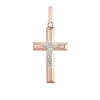 Product image 1 of the product “Cross Pendant “Bevelled with Crucifix” in 585 Two-Tone Gold, Height 35 mm ”