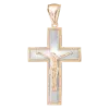 Artikelbild 1 des Artikels “Kreuz-Anhänger „Mit Kruzifix auf Weißgold-Fläche“ aus 585 Bicolor-Gold, Höhe 40 mm “