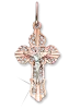 Product image 1 of the product “Cross Pendant “Orthodox Openwork” in 585 Two-Tone Gold, Height 33 mm ”