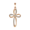 Product image 1 of the product “Cross Pendant “Bow with Stones” in 585 Rose Gold with Cubic Zirconia ”