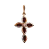 Product image 1 of the product “Cross Pendant “Four Leaves with Garnet” in 585 Rose Gold with Cubic Zirconia and Garnet ”