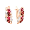 Product image 1 of the product “Drop Earrings “Wreath of Wheat Ears” in 585 Rose Gold with Cubic Zirconia and Garnet ”