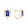 Artikelbild 1 des Artikels “Ohrhänger „Blauer Rechteckstein mit Steinkranz“ aus 585 Rotgold mit Zirkonia, Höhe 18 mm “