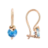 Artikelbild 1 des Artikels “Ohrhänger „Blauer Rundstein mit Schleife“ aus 585 Rotgold mit Zirkonia “