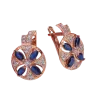 Artikelbild 1 des Artikels “Ohrhänger „Blüte im Kreis“ aus 585 Rotgold mit Zirkonia und Saphir “