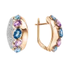 Product image 1 of the product “Drop Earrings “Coloured Oval Stones with Pavé” in 585 Rose Gold with Cubic Zirconia and Topaz ”