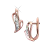 Product image 1 of the product “Drop Earrings “Curved Leaf with Stones” in 585 Rose Gold with Cubic Zirconia ”