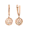 Product image 1 of the product “Drop Earrings “Lattice Ball with Stones” in 585 Rose Gold with Cubic Zirconia ”