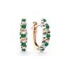 Product image 1 of the product “Drop Earrings “Green Stones with Rhombuses” in 585 Rose Gold with Synthetic Emerald ”