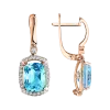 Product image 1 of the product “Drop Earrings “Cushion Stone in Stone Halo” in 585 Rose Gold with Cubic Zirconia and Topaz ”