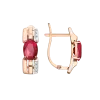 Product image 1 of the product “Drop Earrings “Oval Stone between Links” in 585 Rose Gold with Cubic Zirconia and Synthetic Ruby ”