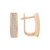 Product image 1 of the product “Drop Earrings “Rectangle with Stone Rows” in 585 Rose Gold with Cubic Zirconia, Height 16 mm ”