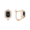 Product image 1 of the product “Drop Earrings “Rectangular Stone in Stone Halo” in 585 Rose Gold with Cubic Zirconia, Height 18 mm ”