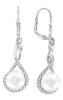 Product image 1 of the product “Drop Earrings “Teardrop with Pearl” in 925 Sterling Silver with Cubic Zirconia and Pearls ”