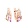 Artikelbild 1 des Artikels “Ohrringe „Blatt mit Steinreihe“ aus 585 Rotgold mit Zirkonia und Amethyst “