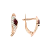 Product image 1 of the product “Earrings “Leaf with Stone Row” in 585 Rose Gold with Cubic Zirconia and Garnet ”