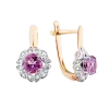 Artikelbild 1 des Artikels “Ohrringe „Blüte im Steinkranz“ aus 585 Bicolor-Gold mit Brillanten und Amethyst “