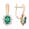 Product image 1 of the product “Earrings “Flower Border” in 585 Rose Gold with Diamonds and Synthetic Emerald ”