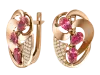Product image 1 of the product “Earrings “Floral Swirl with Pavé” in 585 Rose Gold with Cubic Zirconia and Garnet ”
