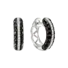 Product image 1 of the product “Earrings “Hoops with Black and White Stones” in 925 Sterling Silver with Cubic Zirconia ”