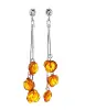 Product image 1 of the product “Earrings “Three Hanging Roses” in 925 Sterling Silver with Amber, Length 60 mm ”