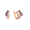 Product image 1 of the product “Earrings “Three Stones with Wave” in 585 Rose Gold with Diamonds and Sapphire ”