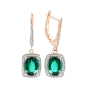 Product image 1 of the product “Earrings “Cushion in Stone Halo” in 585 Rose Gold with Diamonds and Synthetic Emerald ”