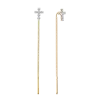 Artikelbild 1 des Artikels “Ohrringe „Kreuz mit Ketten-Durchzieher“ aus 585 Gelbgold mit Zirkonia “