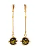 Product image 1 of the product “Earrings “Long Chain with Ball” in Gold-Plated 925 Sterling Silver with Amber ”