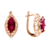 Product image 1 of the product “Earrings “Navette in Filigree” in 585 Rose Gold with Synthetic Ruby, Height 17 mm ”