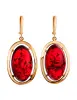Product image 1 of the product “Earrings “Oval in Frame” in Gold-Plated 925 Sterling Silver with Amber, Height 50 mm ”