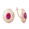 Product image 1 of the product “Earrings “Oval with Line Pattern” in 585 Rose Gold with Ruby ”