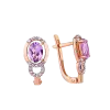 Product image 1 of the product “Earrings “Oval with Stone Halo” in 585 Rose Gold with Cubic Zirconia and Amethyst ”