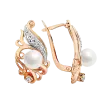 Product image 1 of the product “Earrings “Pearl with Scrolls” in 585 Rose Gold with Cubic Zirconia and Pearls ”