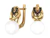 Artikelbild 1 des Artikels “Ohrringe „Perle mit schwarzen Steinen“ aus 585 Gelbgold mit Zirkonia und Perlen “