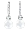 Product image 1 of the product “Earrings “Pearl with Solitaire” in 925 Sterling Silver with Cubic Zirconia and Pearls ”