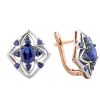 Product image 1 of the product “Earrings “Diamond-Shaped Flower” in 585 Two-Tone Gold with Sapphire ”