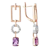 Artikelbild 1 des Artikels “Ohrringe „Rechteck mit Ring und Stein“ aus 585 Bicolor-Gold mit Zirkonia und Amethyst “