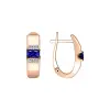 Product image 1 of the product “Earrings “Horizontal Rectangular Stone” in 585 Rose Gold with Diamonds and Sapphire ”
