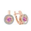 Product image 1 of the product “Earrings “Round Stone Halo” in 585 Two-Tone Gold with Cubic Zirconia and Amethyst ”