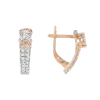 Product image 1 of the product “Earrings “Narrow with Solitaire” in 585 Two-Tone Gold with Diamonds, Height 15 mm ”